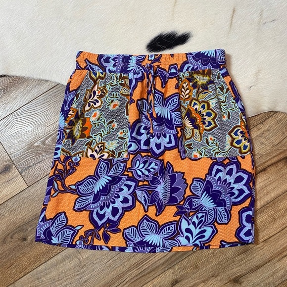Loft colorful floral paisley print mini skirt w/ pockets - Picture 1 of 6